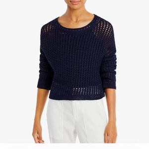 NWOT Vince Coastal Navy Open-Weave crochet Knit Top